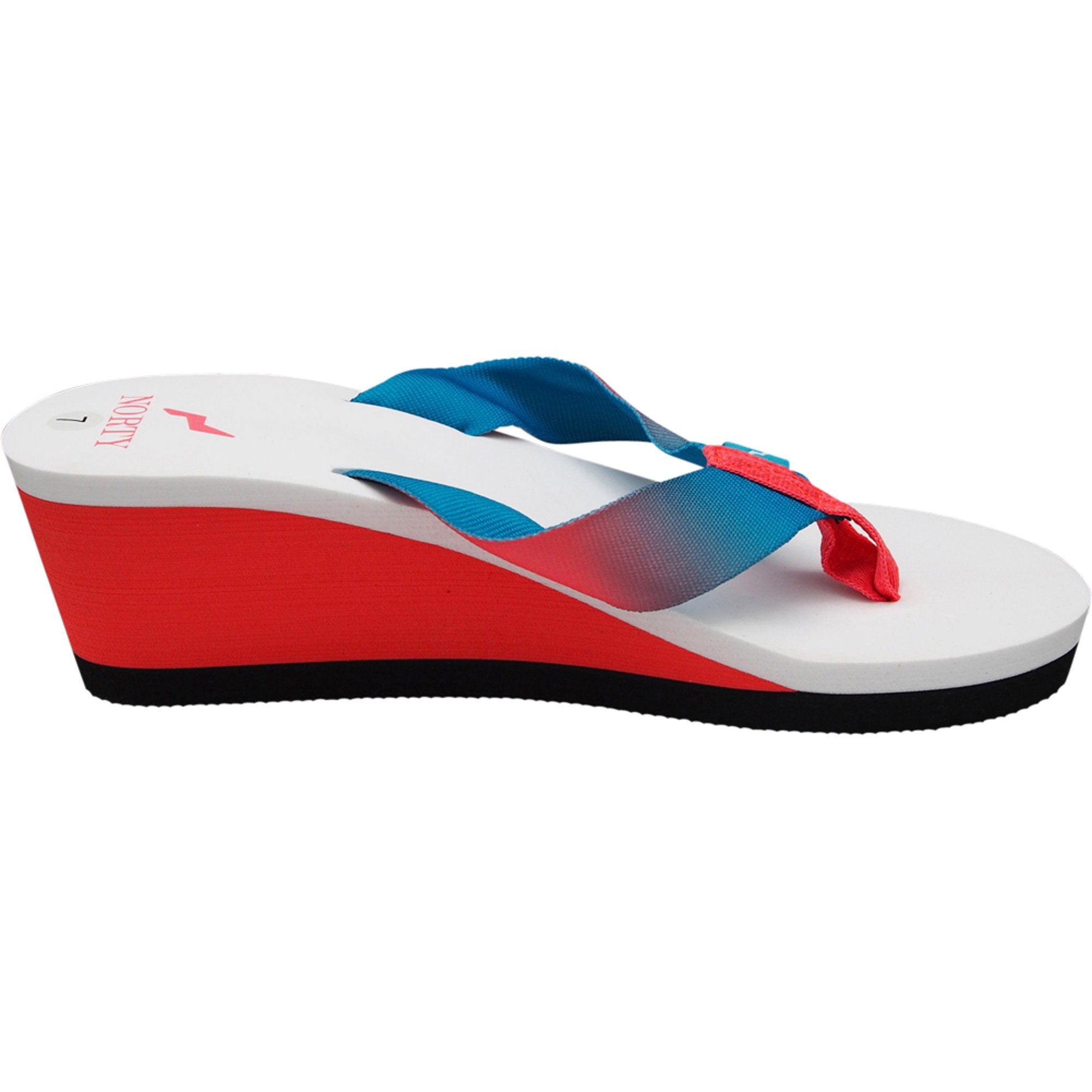 Norty Womens Sandal Flip Flop Wedge Turq Watermelon (15401)